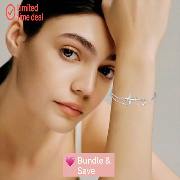 925 Sterling Silver Adjustable Cross Rosary Bracelet Anklet Christian Jewelry - Picture 7 of 8